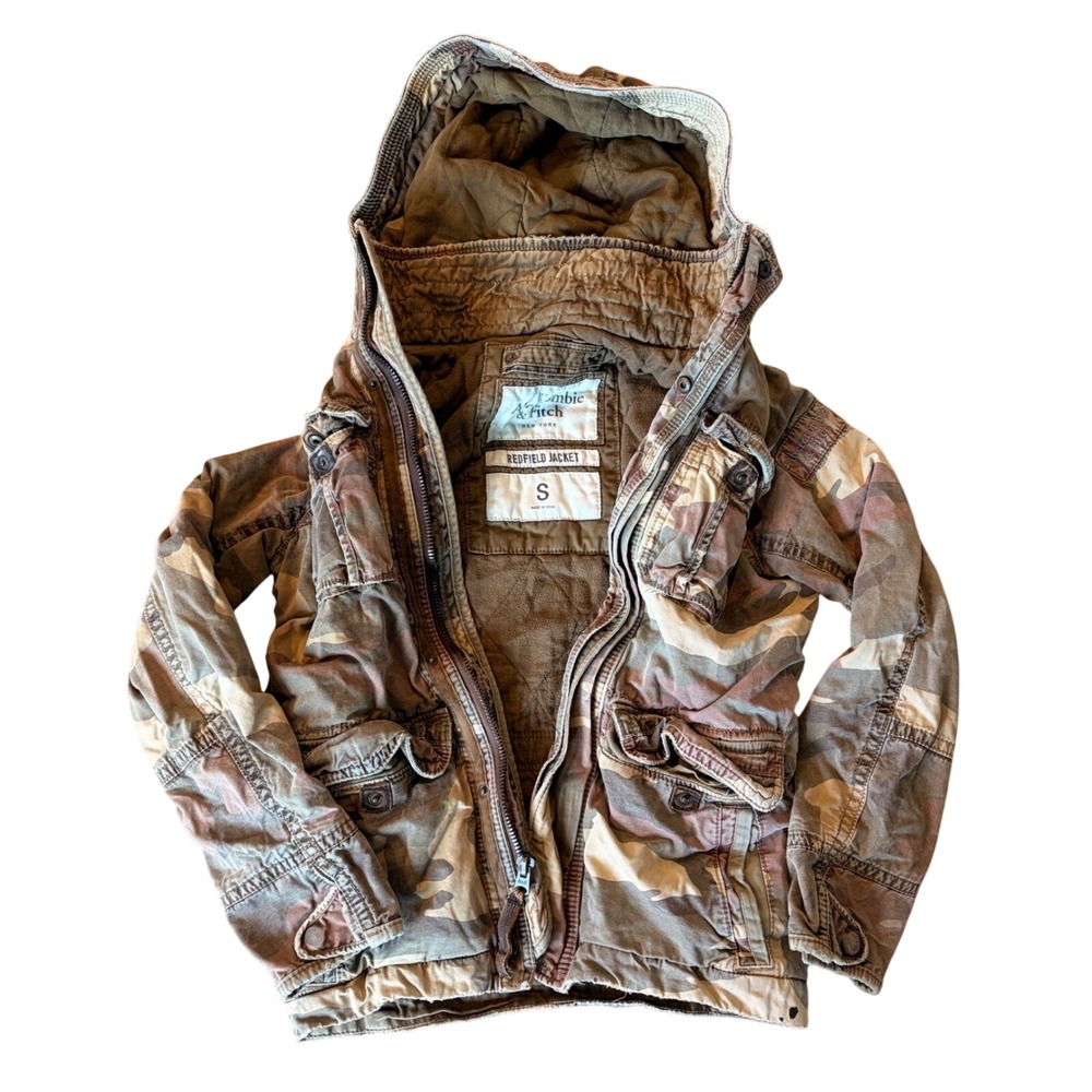 Vintage Y2K Abercrombie & Fitch REDFIELD Jacket Mens S Camo Military Distressed